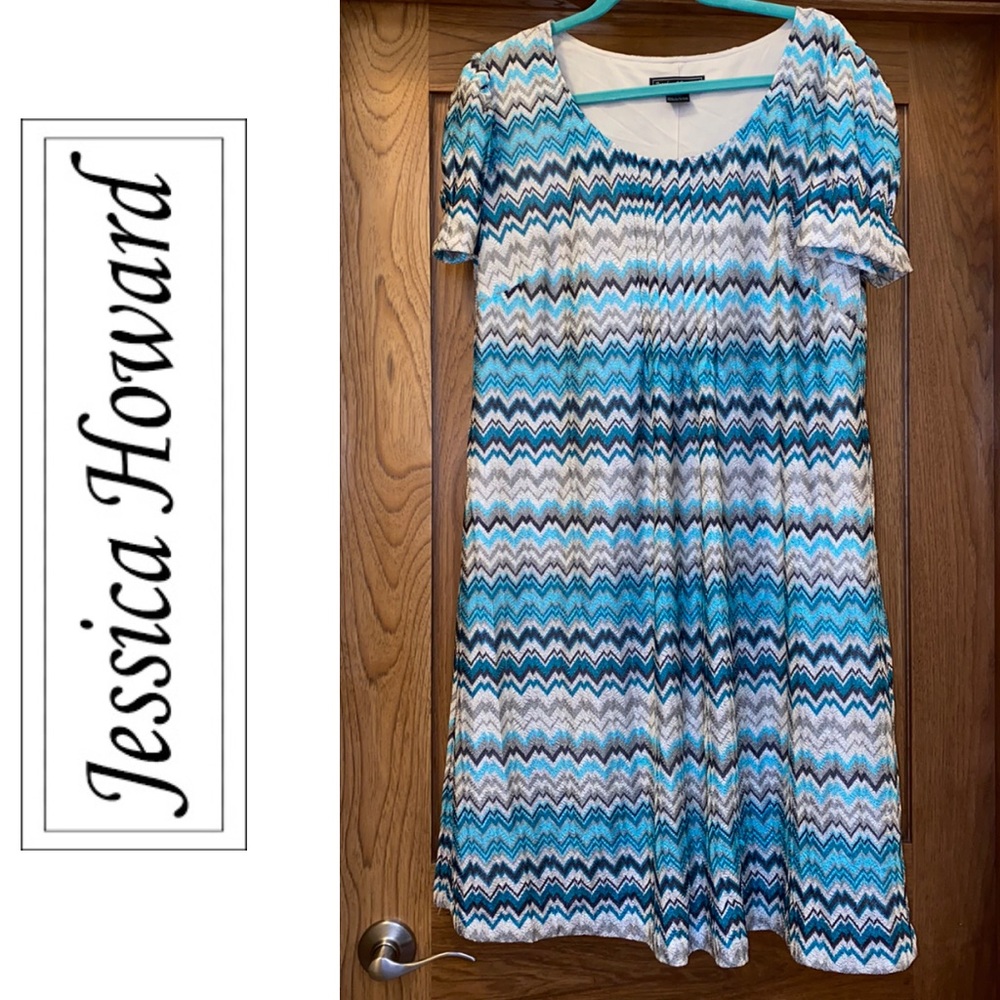 🌸NWT Jessica Howard 16W Pleated Front Chevron Dress